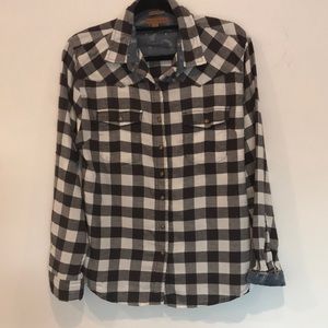 Black Buffalo Check Button Down L/S Roll Tab Shirt Sz M